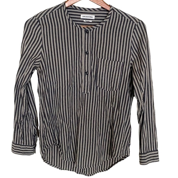 Isabel Marant Etoile Striped 1/4 Button Cotton Shirt, Size 38/US 6 - Picture 1 of 10
